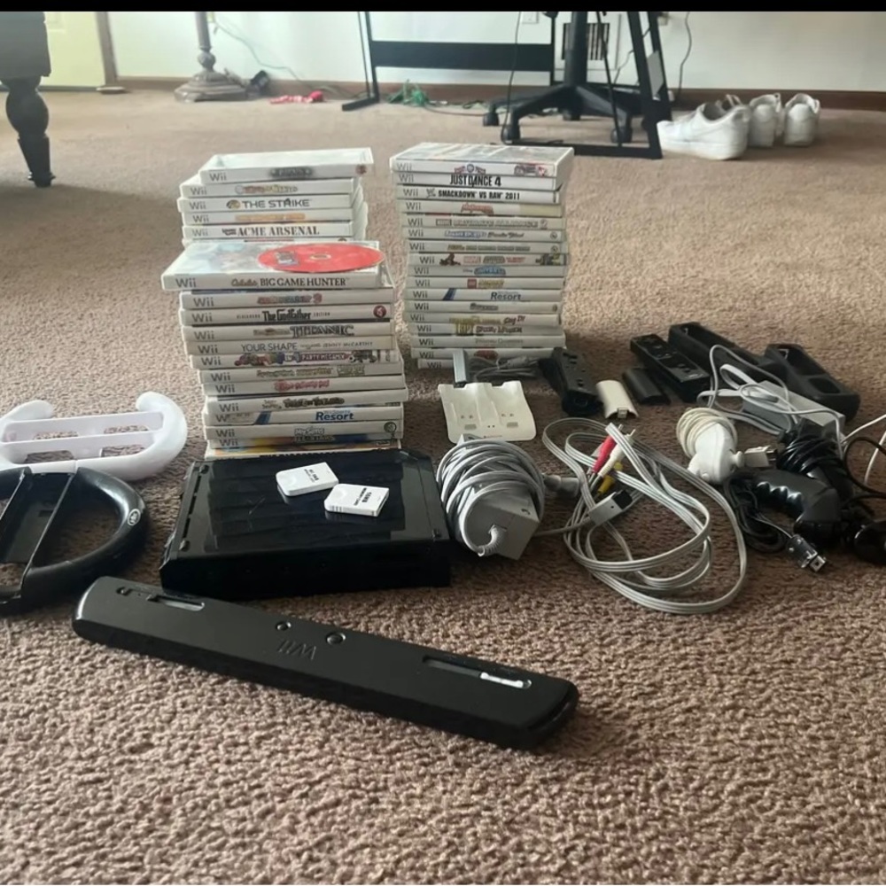 Wii with games and accessories